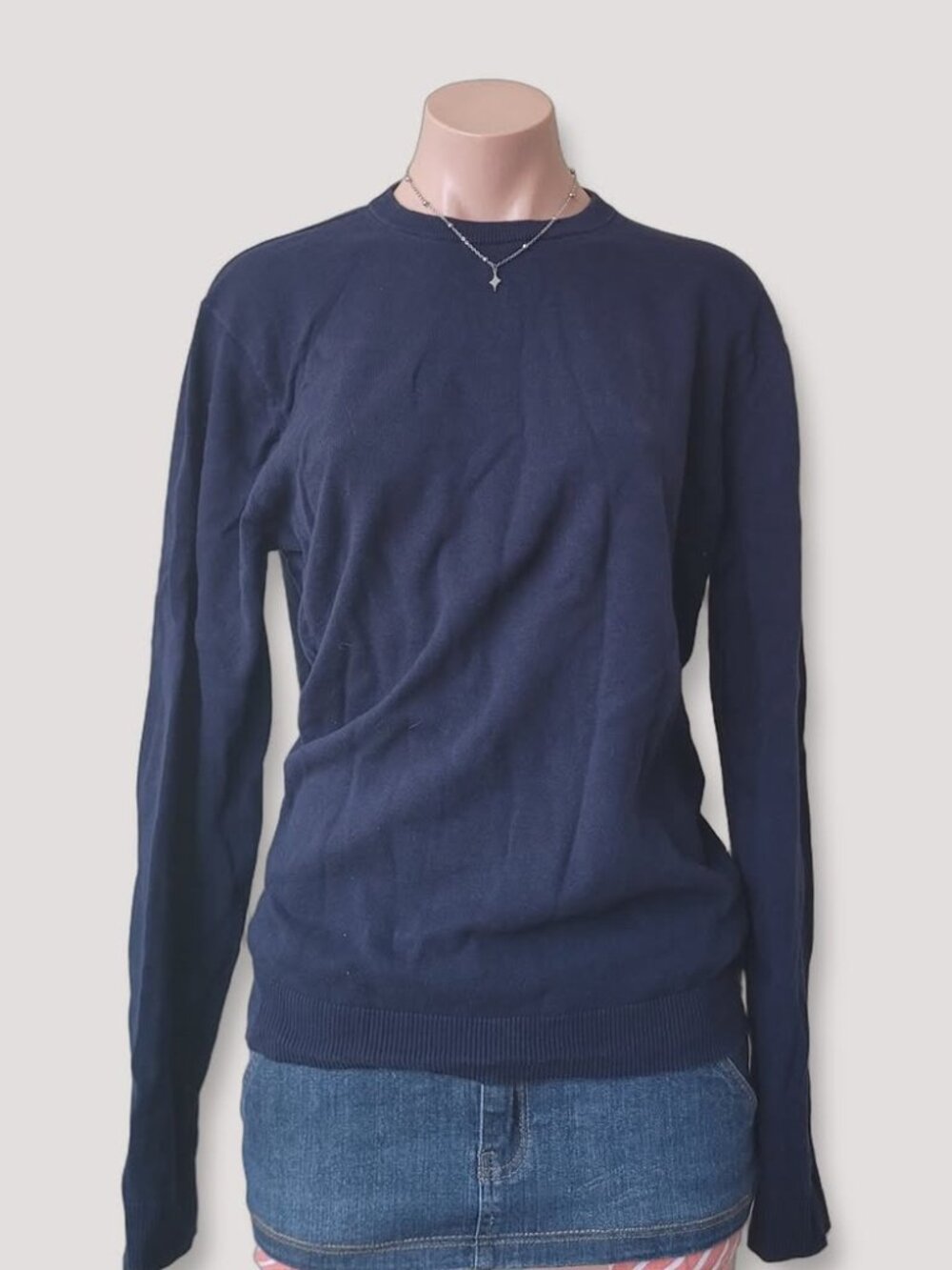 Joe Fresh Navy Oversized Boxy Knit Long Sleeve Sweater M